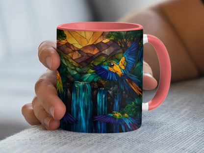 Exquisite Parrot Waterfall Artwork Mug Vibrant Coffee product