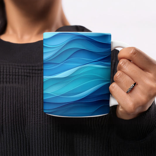 Vibrant Blue Wave Design Mug Unique Coffee product