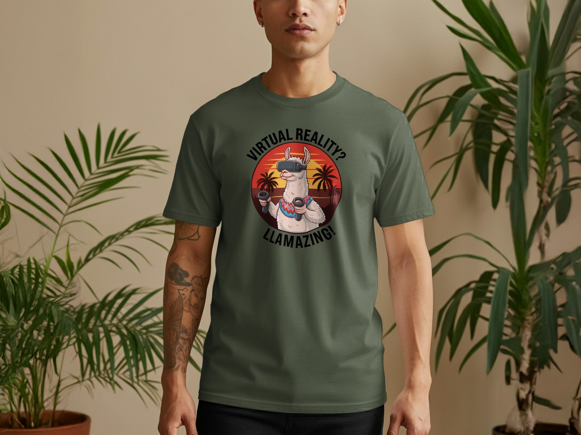 Virtual Reality Llamazing Graphic T-Shirt product type
