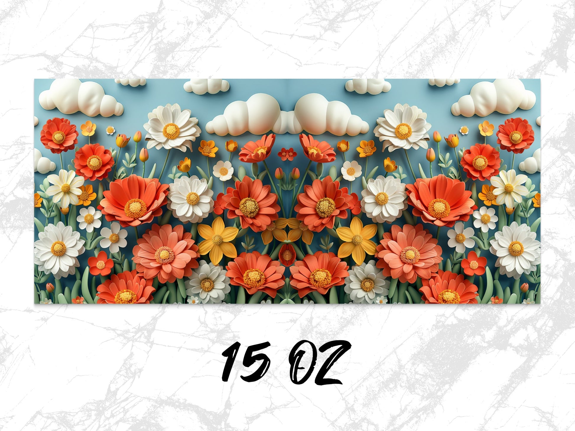 Colorful Floral Print Canvas, Daisies and Poppies Wall Art, Modern Home Decor, 15 Oz