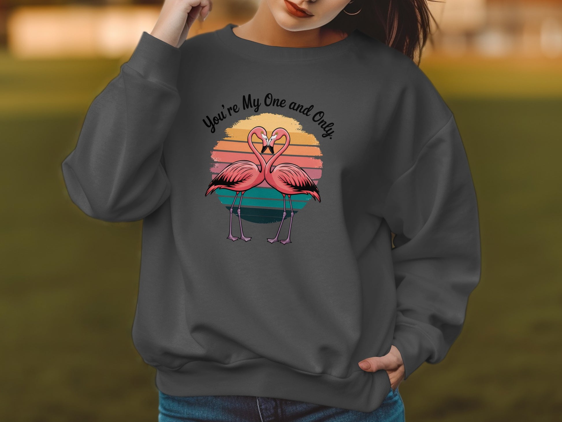 You're My One and Only Flamingo Print Sweatshirt product