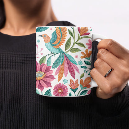 Colorful Bird and Floral Design Mug product type
