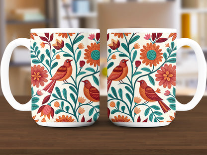 Colorful Floral Bird Design Coffee Mug product type