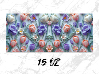 Colorful Tulip Floral Print Wall Art, Botanical Garden Photo, Spring Blossoms Decor, 15 Oz Canvas