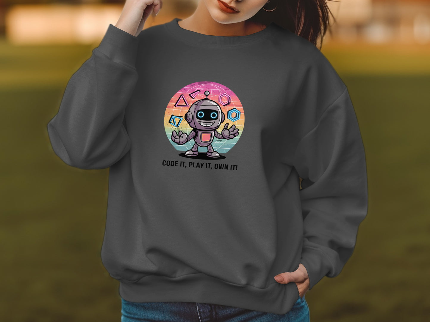 Code It Play It Own It Robot Graphic Sweatshirt product type