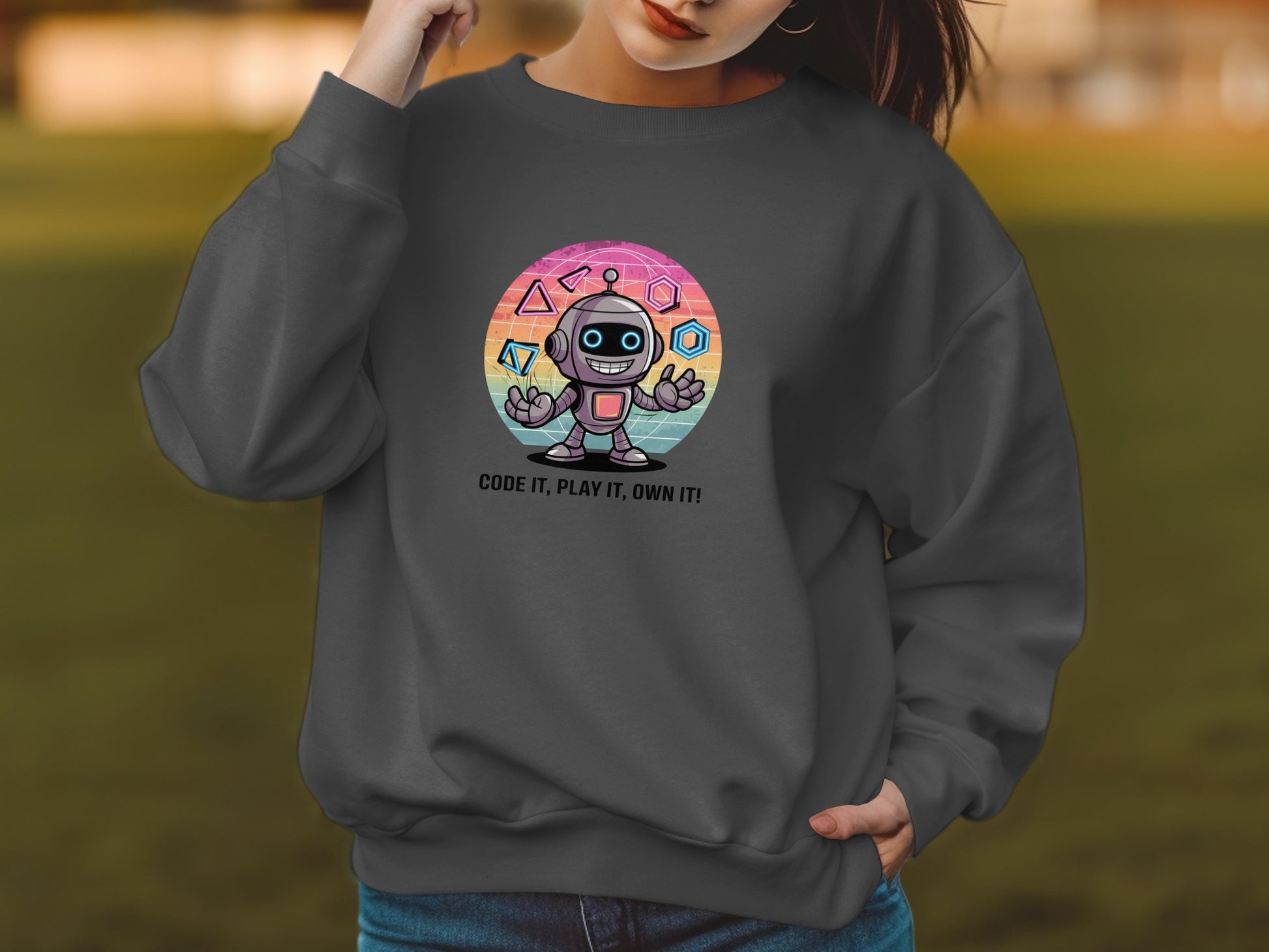 Code It Play It Own It Robot Graphic Sweatshirt product type