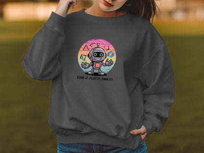 Code It Play It Own It Robot Graphic Sweatshirt product type