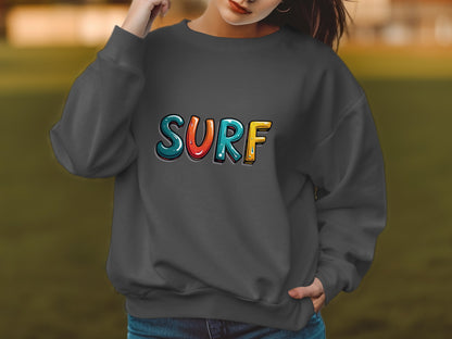 Vibrant Surf Lettering Graphic Design Sweatshirt product