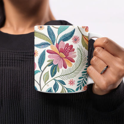 Colorful Floral Pattern on White Mug product