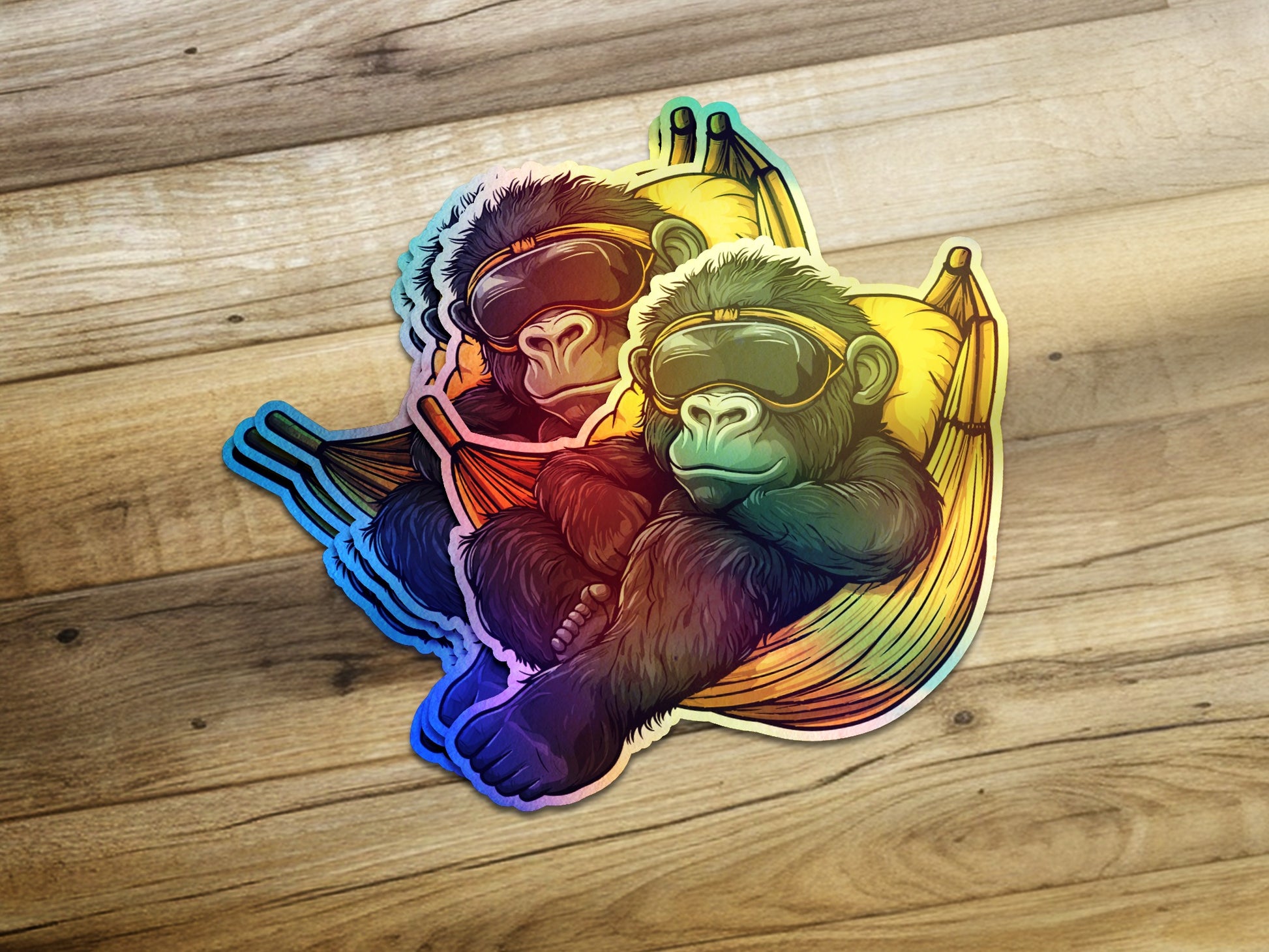 Cute Gorilla Duo Relaxing in Hammock Sticker product