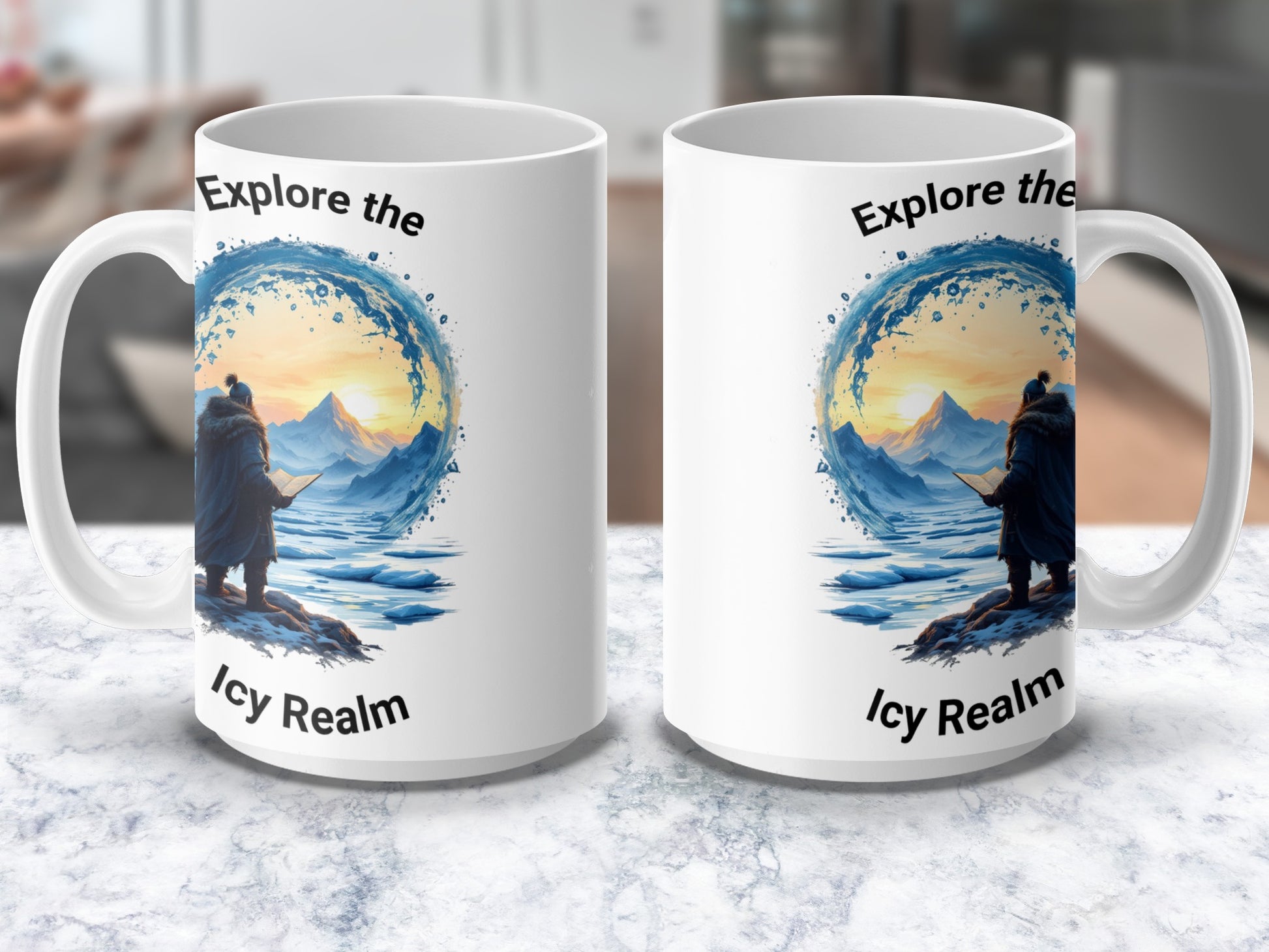 Adventure Mountain Coffee Mug, Outdoor Explore Icy Realm Camping Hiking Gift Ceramic Cup