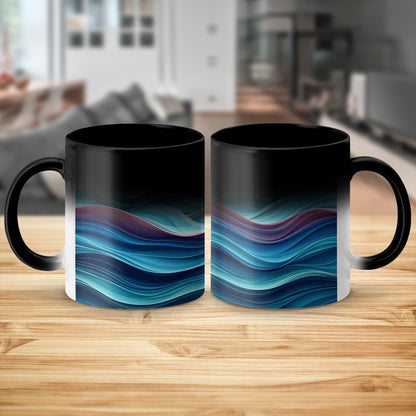 Modern Art Blue Wave Design Ceramic Mug product
