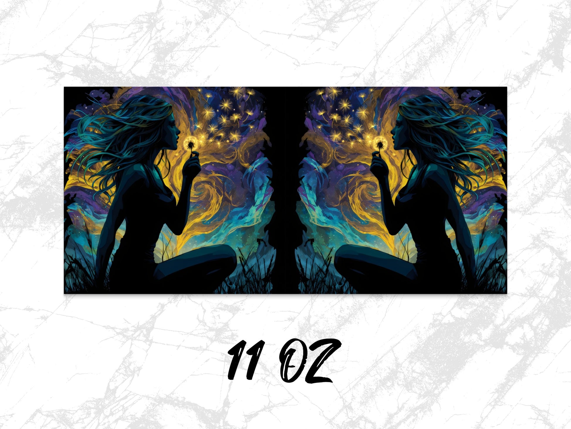 Mystical Woman Art Coffee Mug, Celestial Fantasy Design, 11oz Unique Gift Idea, Colorful Enchanting Artwork Drinkware