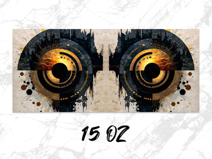 Abstract Owl Eyes Art Print, Modern Wildlife Wall Decor, Unique Digital Painting, Home Office Decoration, 15 OZ.