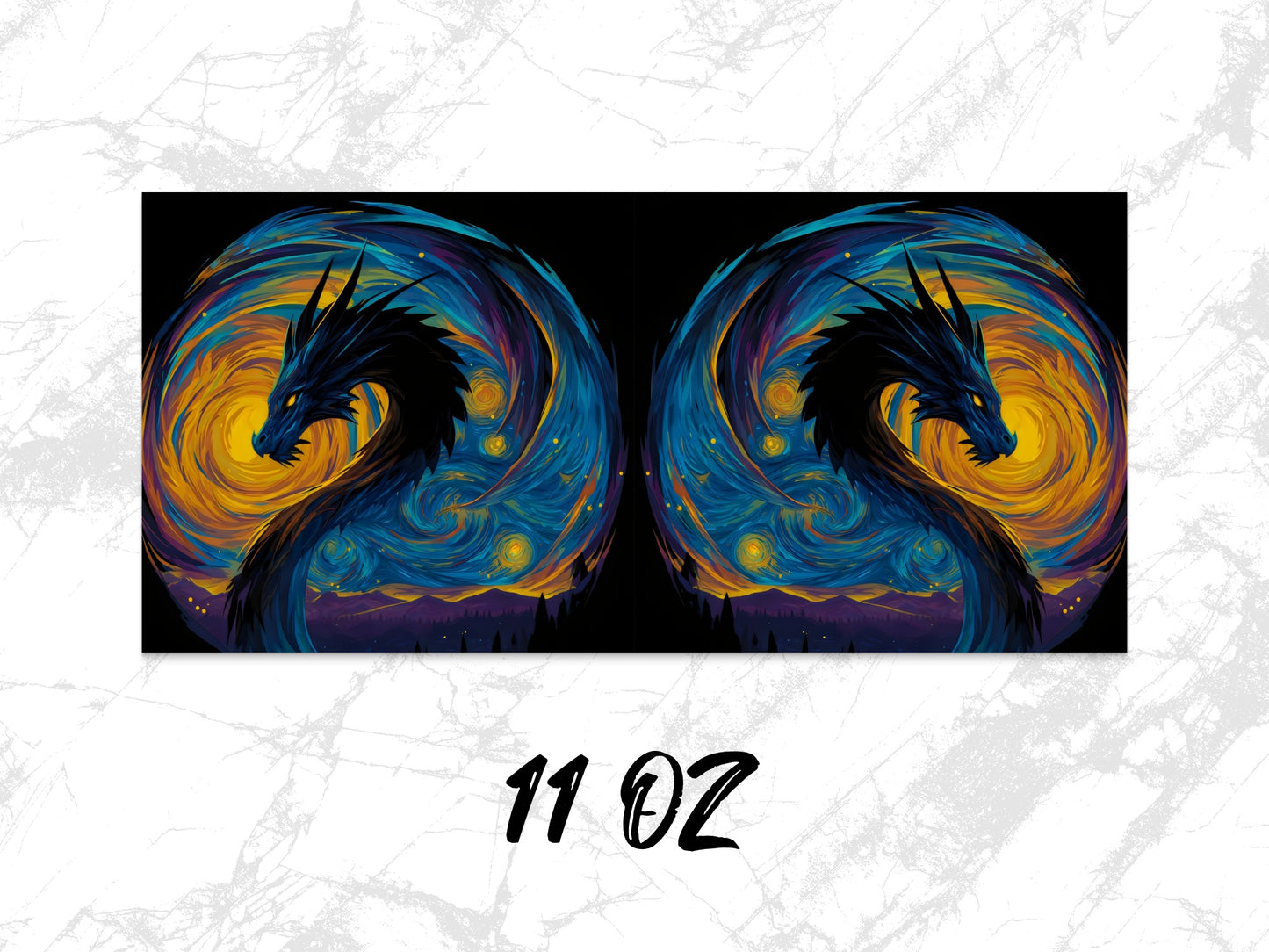 Colorful Abstract Dragon Art Print, Modern Fantasy Wall Decor, Twin Dragons Poster, 11 oz Canvas Art