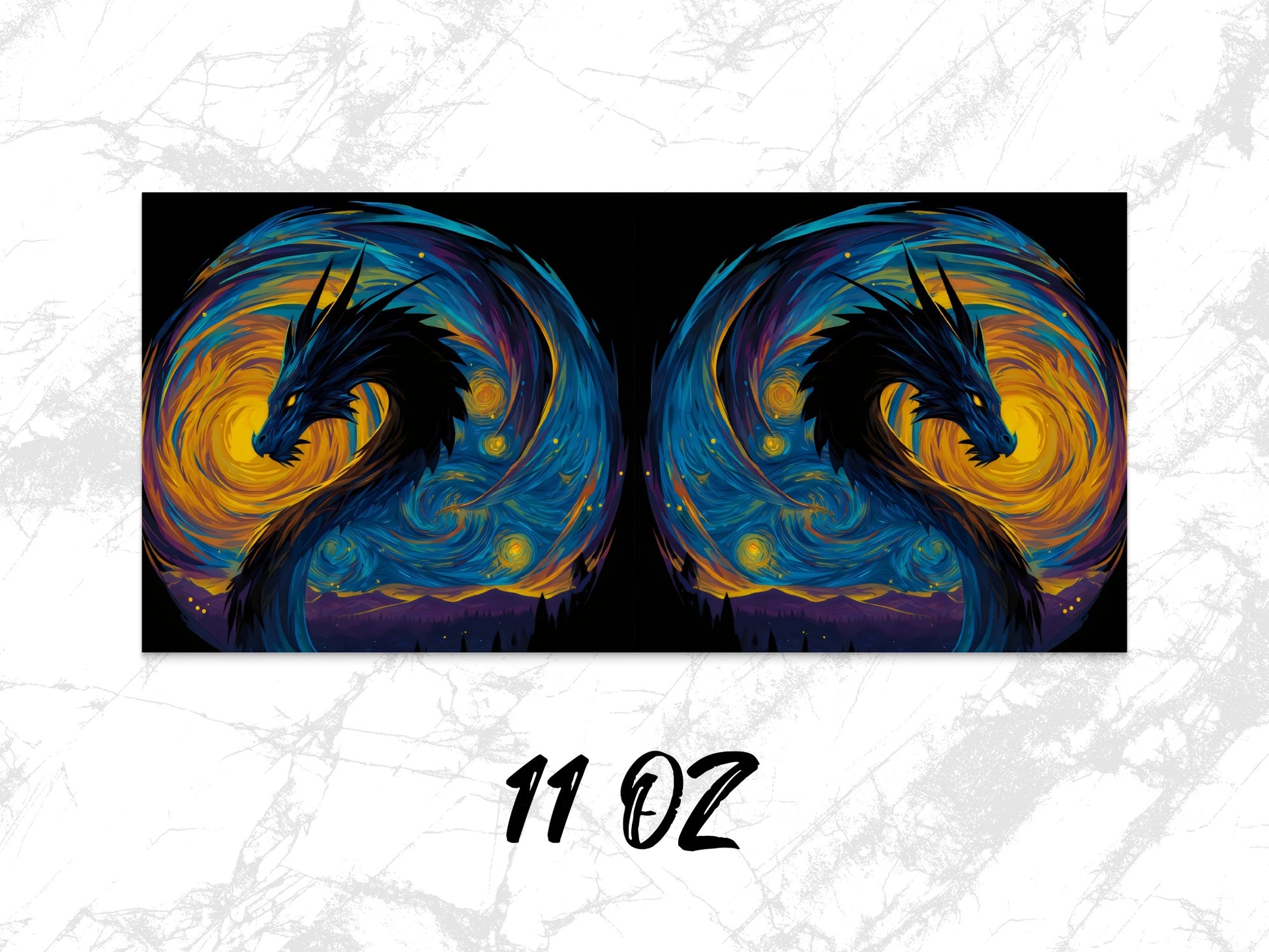 Colorful Abstract Dragon Art Print, Modern Fantasy Wall Decor, Twin Dragons Poster, 11 oz Canvas Art