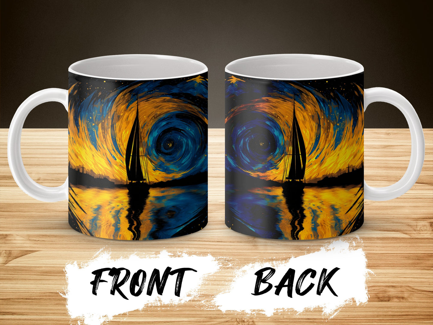 Starry Night Inspired Coffee Mug, Van Gogh Art Print Mug, Artist Gift, Unique Artistic Drinkware, Sky Reflection Design, Two-Sided Cup