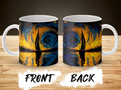 Starry Night Inspired Coffee Mug, Van Gogh Art Print Mug, Artist Gift, Unique Artistic Drinkware, Sky Reflection Design, Two-Sided Cup
