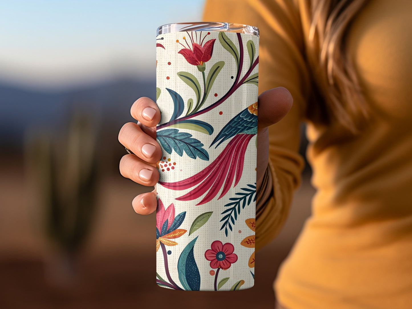 Colorful Floral Bird Design Insulated Tumbler product