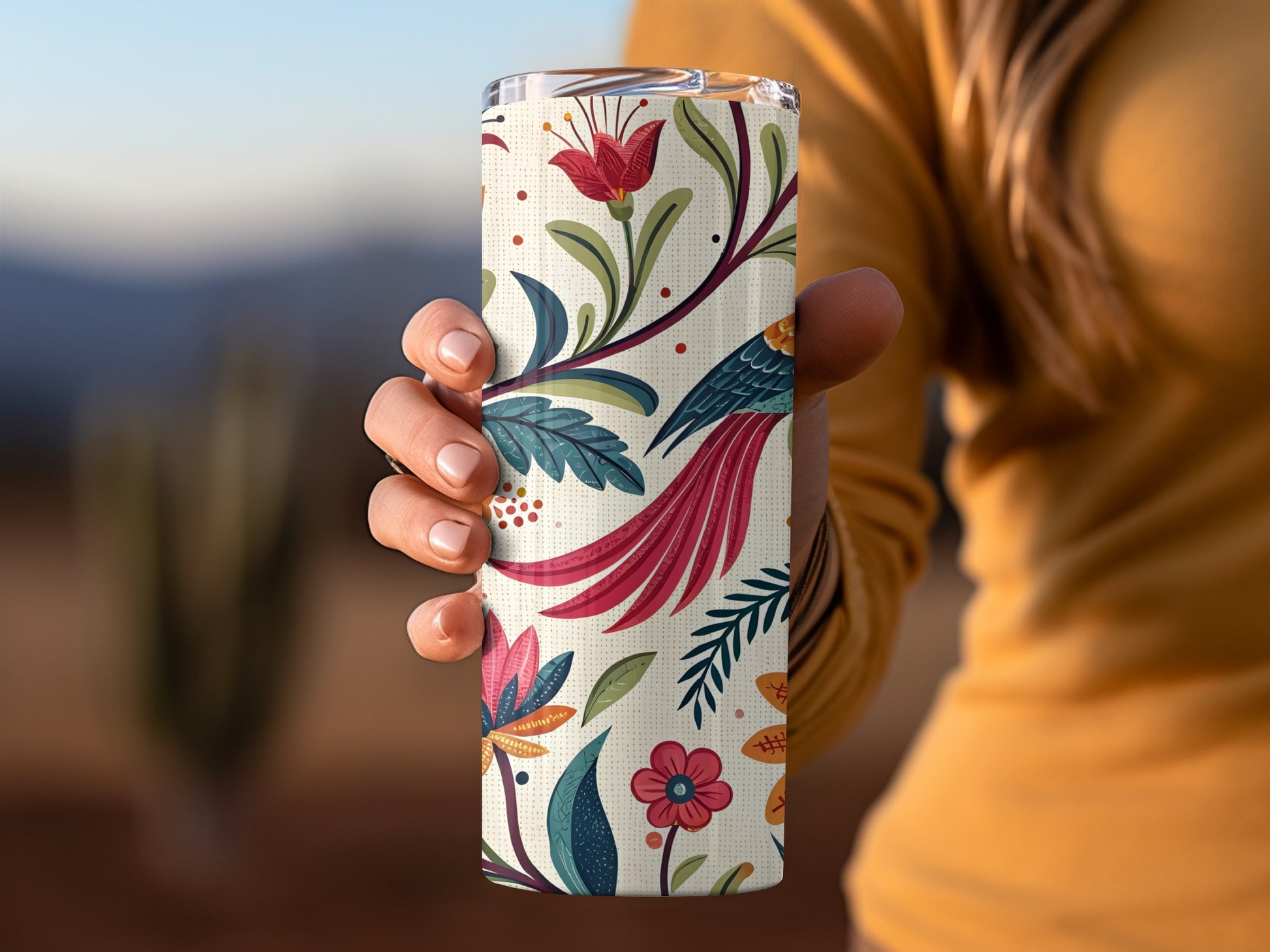 Colorful Floral Bird Design Insulated Tumbler product
