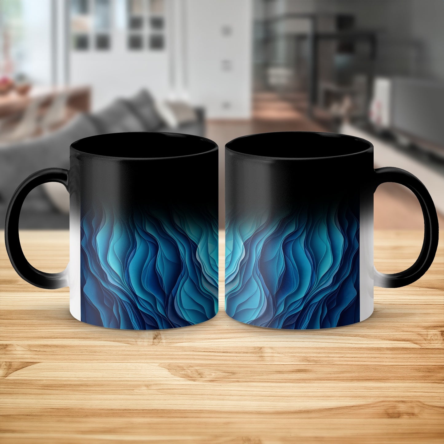 Blue and Black Gradient Waves Coffee Mug product type