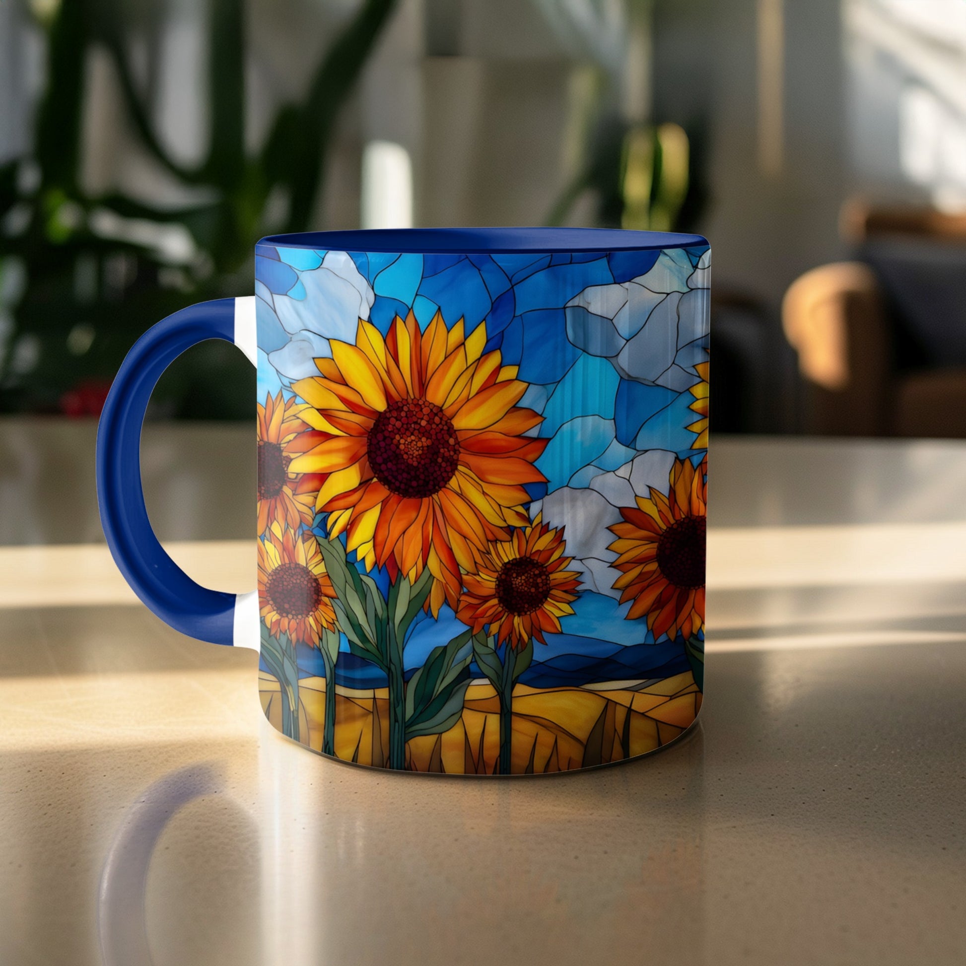 Vibrantly Designed Sunflower Artwork Ceramic Coffee Mug product