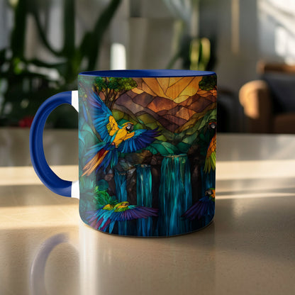 Vibrant Parrot Themed Stained Glass Art Mug product