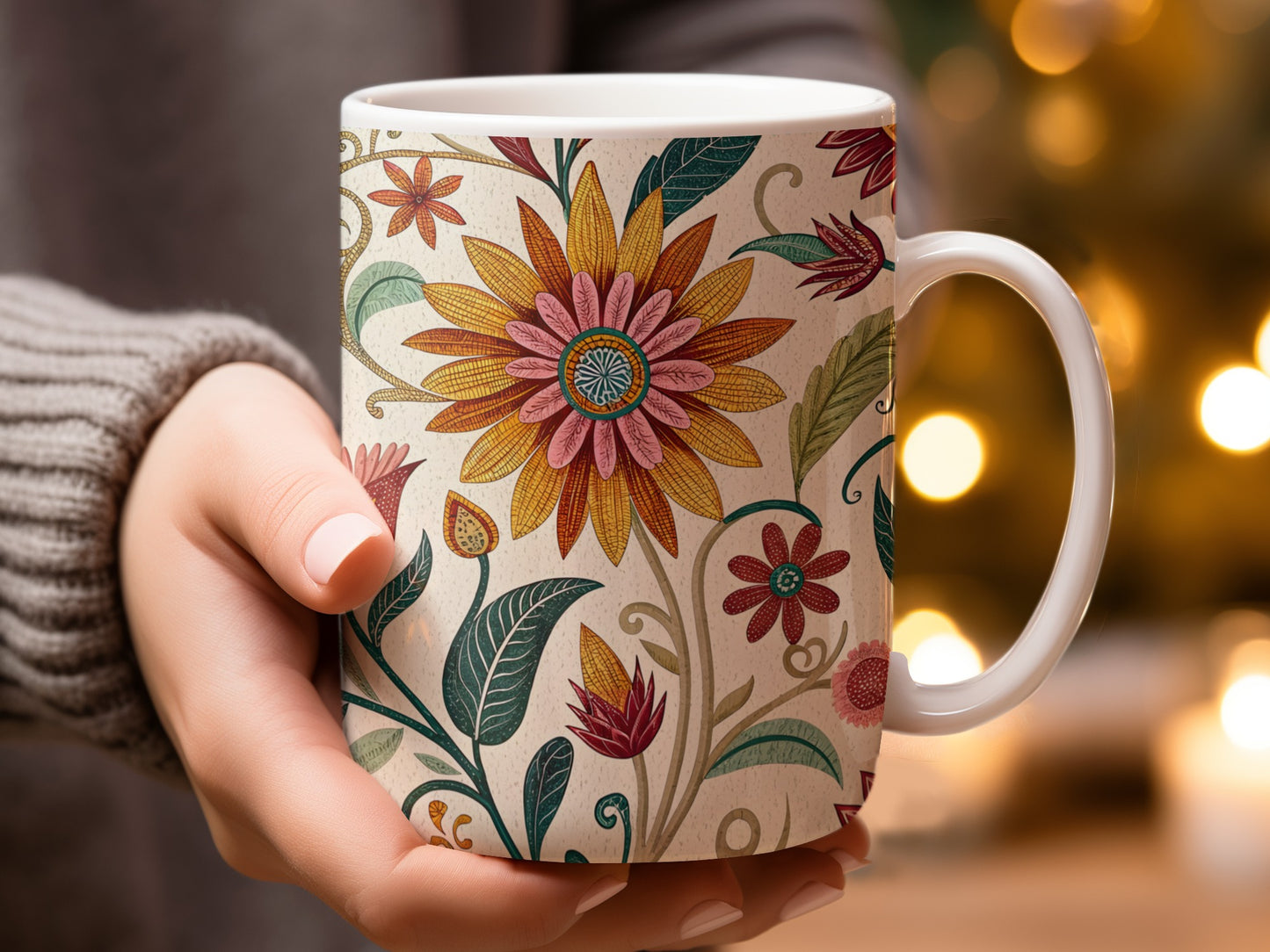 Floral Design with Vibrant Colors Coffee Mug product