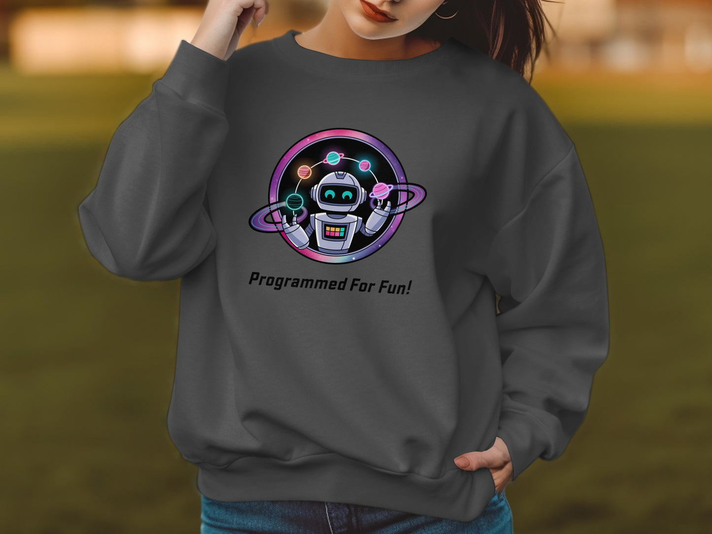 Programmed For Fun Robot Graphic Sweatshirt product