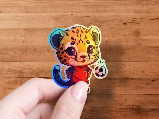 Cute Leopard Character Soccer Ball Sticker product type