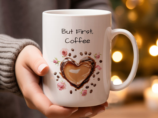 But First Coffee Heart Design Ceramic Mug product type