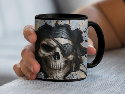 Pirate Skull Design Black Ceramic Mug product