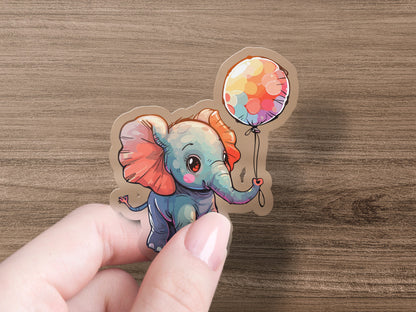 Adorable Elephant with Balloon Sticker product type