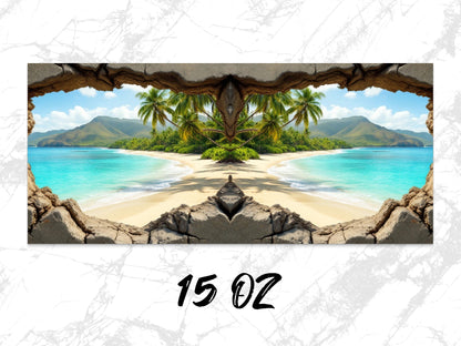 Tropical Island Canvas Print, Vibrant Beach Artwork, Home Decor Wall Art, Relaxing Seaside Landscape, Large Photo Poster 15 Oz