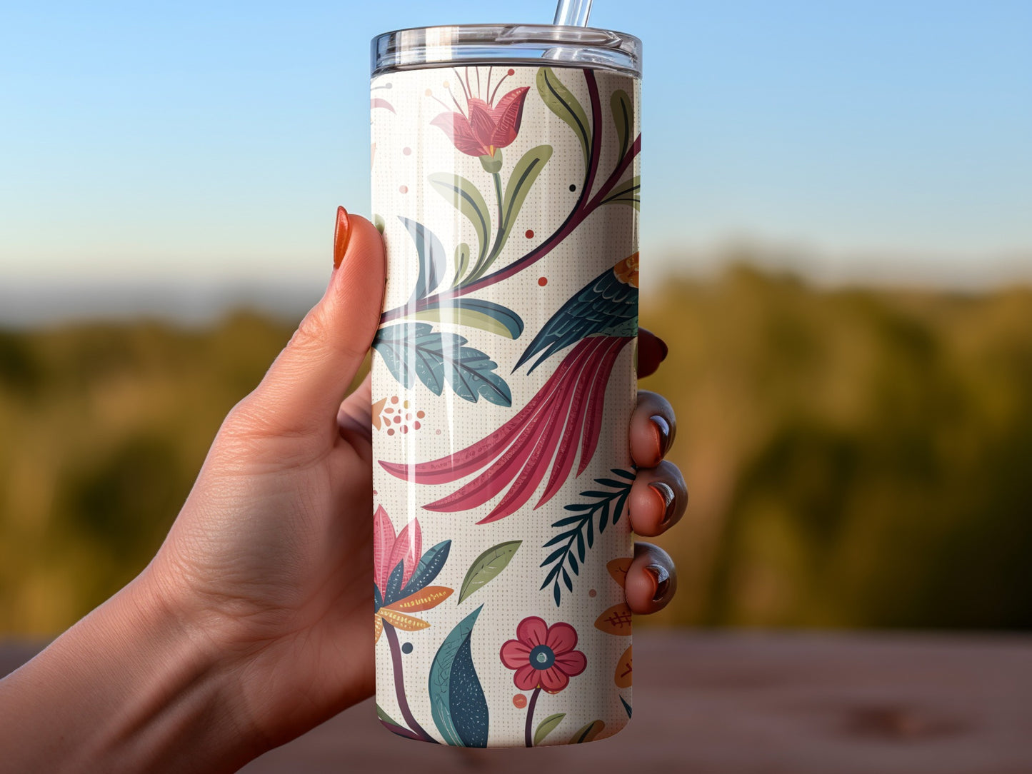 Colorful Floral Insulated Tumbler with Lid product