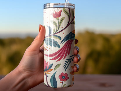 Colorful Floral Insulated Tumbler with Lid product