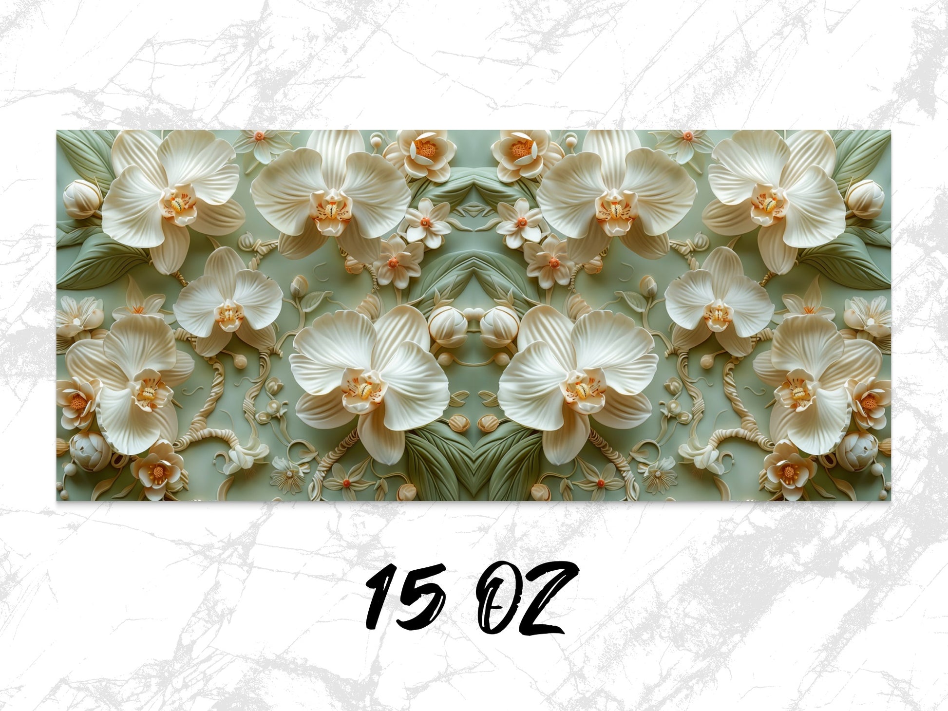 Elegant Orchid Floral Wall Art Print, Vintage Botanical Decor, Beige Green Poster, 15 Oz Canvas