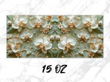 Elegant Orchid Floral Wall Art Print, Vintage Botanical Decor, Beige Green Poster, 15 Oz Canvas