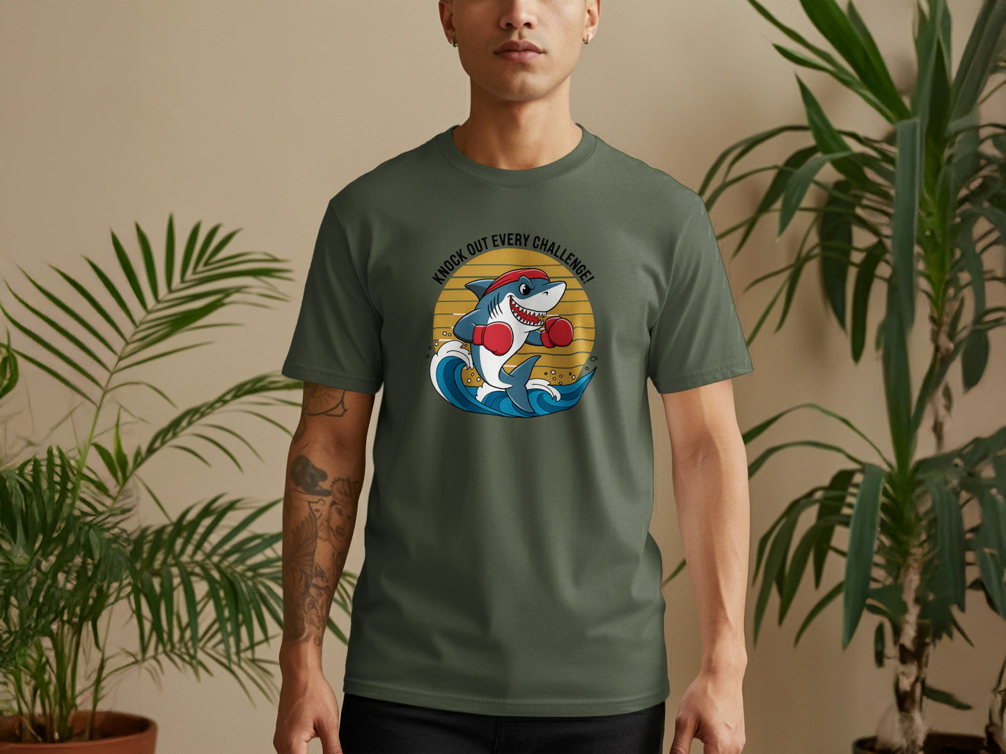 Knock Out Every Challenge Funny Shark T-Shirt product type