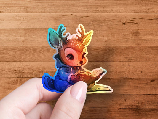 Colorful Illustrated Deer Reading Book Sticker product type