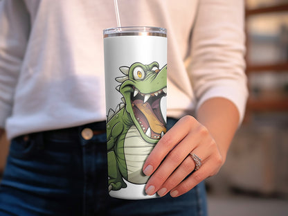 Cartoon Crocodile Stainless Steel Tumbler, Insulated Travel Mug with Lid, Reusable Drinkware for Kids and Adults, Cute Alligator Design