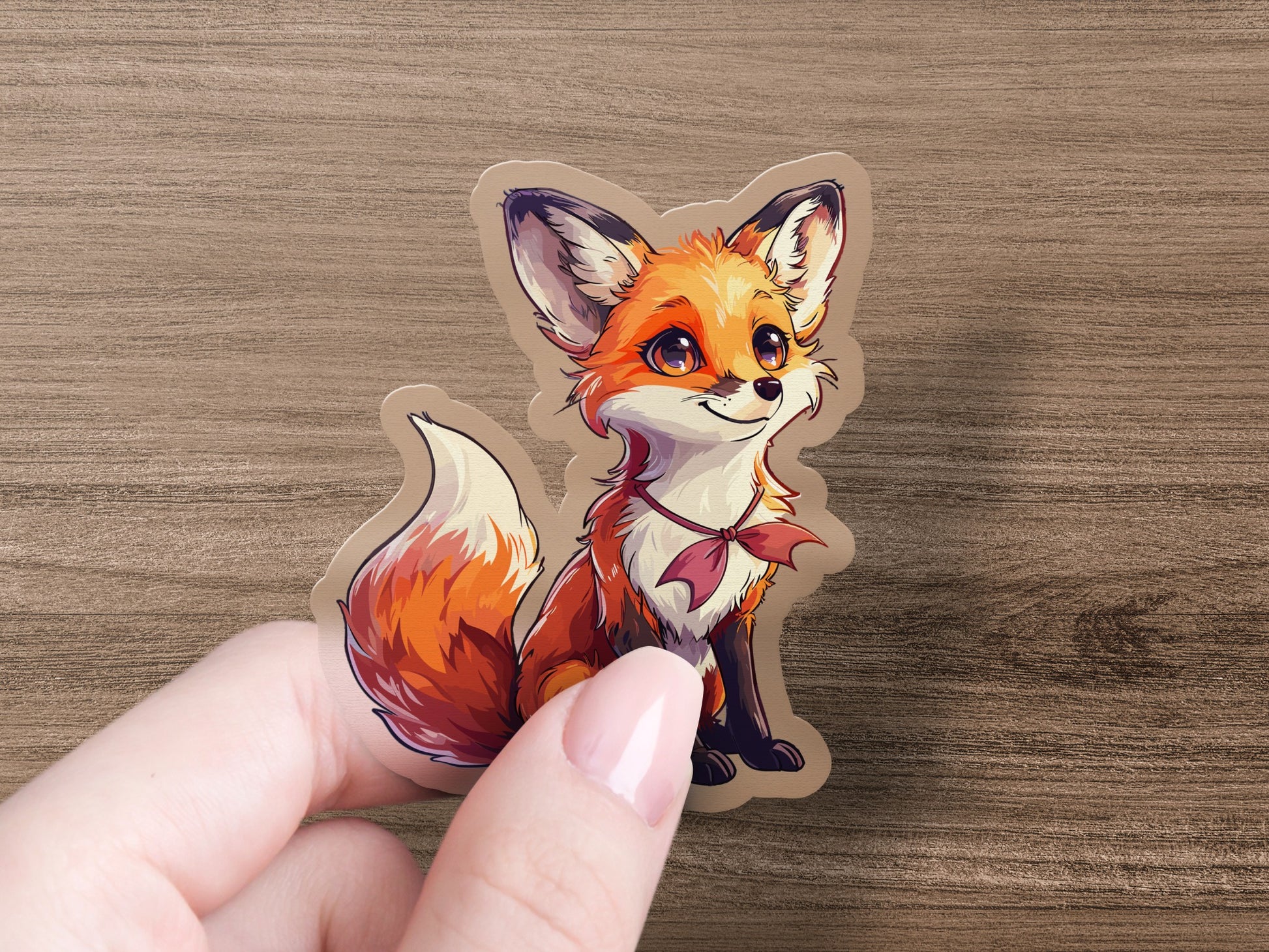 Adorable Fox Cartoon Design Sticker perfect gift product type