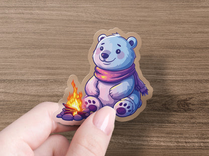 Adorable Polar Bear Campfire Design Sticker product