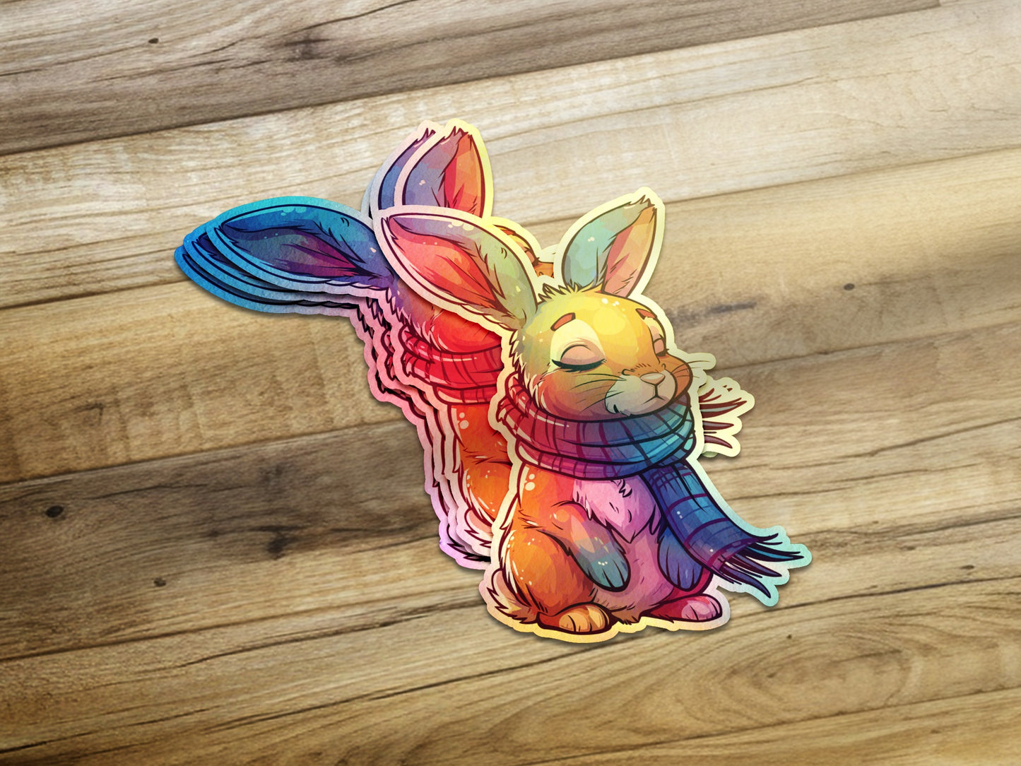 Colorful Rabbit Wearing Scarf Sticker product