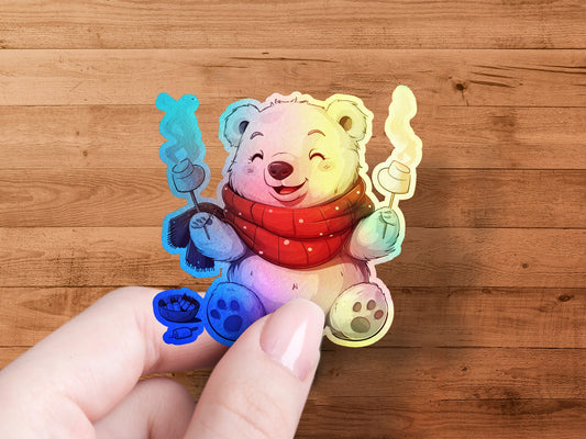 Cute Bear with Red Scarf and BBQ Forks Sticker product
