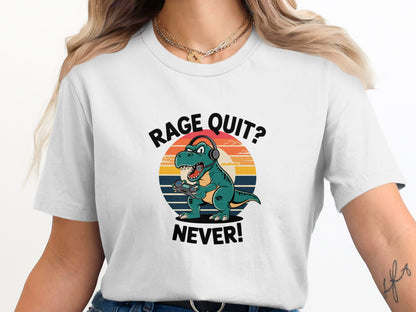 Rage Quit Never Funny Dinosaur Gaming T-shirt product