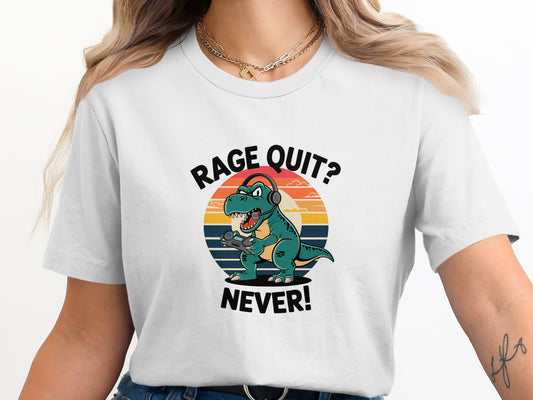 Rage Quit Never Funny Dinosaur Gaming T-shirt product