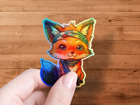 Colorful Fox in Bandana Sticker Adorable product type
