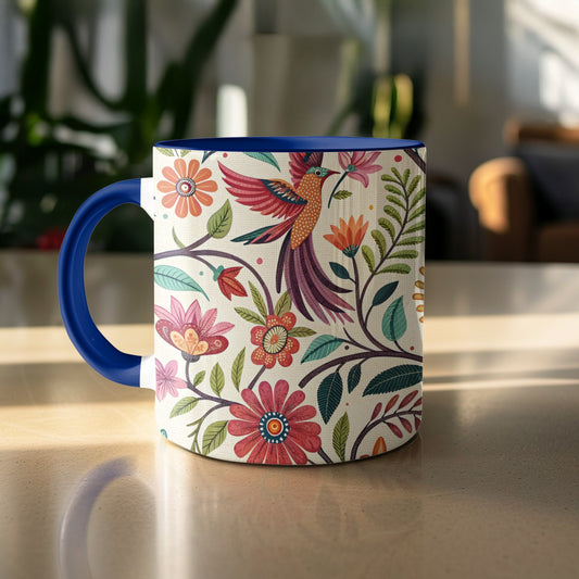 Colorful Floral Bird Pattern on Ceramic Mug product