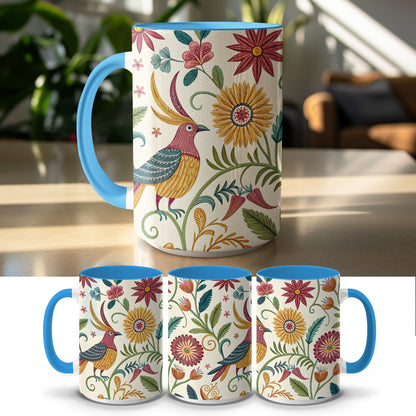 Vibrant Floral Bird Pattern Coffee Mug product